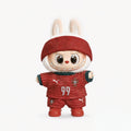 Custom doll football jersey kit – Portugal Home – personalised with your own name and number, shown worn on a doll, compatible with Labubu and similar 17cm dolls