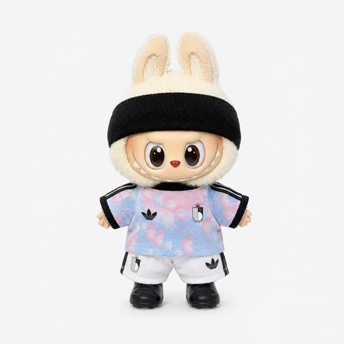 Labubu football jersey kit – Belgium Away – Labubu outfits shown worn on a doll, compatible with similar 17cm dolls