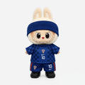 Doll football jersey kit – Croatia Away – shown worn on a doll, compatible with Labubu and similar 17cm dolls