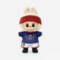 Doll football jersey kit – Japan Home – shown worn on a doll, compatible with Labubu and similar 17cm dolls