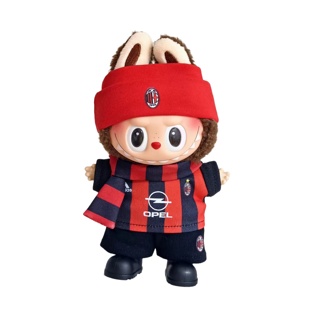 Labubu football jersey kit – AC Milan – Labubu clothes compatible with similar 17cm dolls