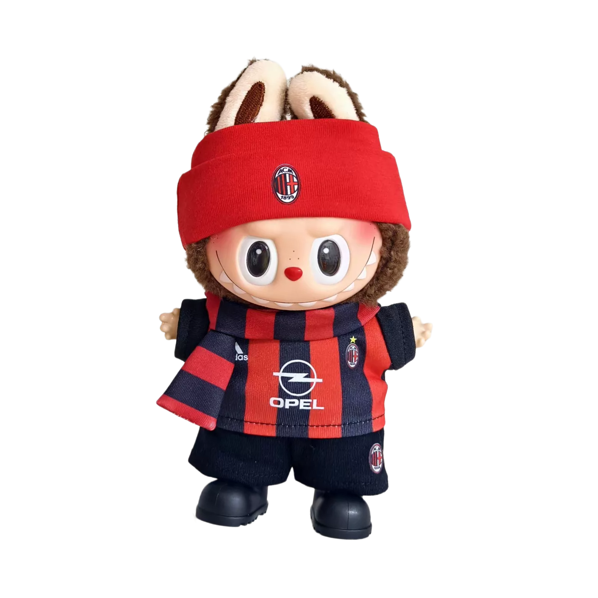 Labubu football jersey kit – AC Milan – Labubu clothes compatible with similar 17cm dolls