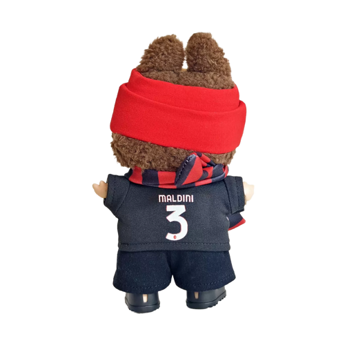 Labubu football jersey kit personalised – AC Milan – custom number and name printed, compatible with similar 17cm dolls