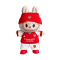 Labubu football jersey kit – Arsenal Home – Labubu clothes shown worn on a doll, compatible with similar 17cm dolls