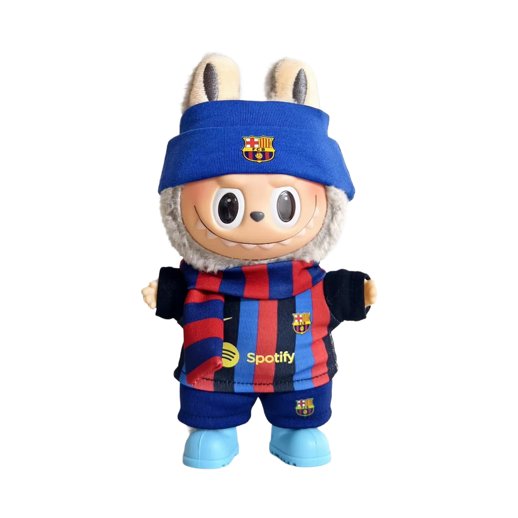 Labubu football jersey kit – Barcelona Home – Labubu outfits compatible with similar 17cm dolls