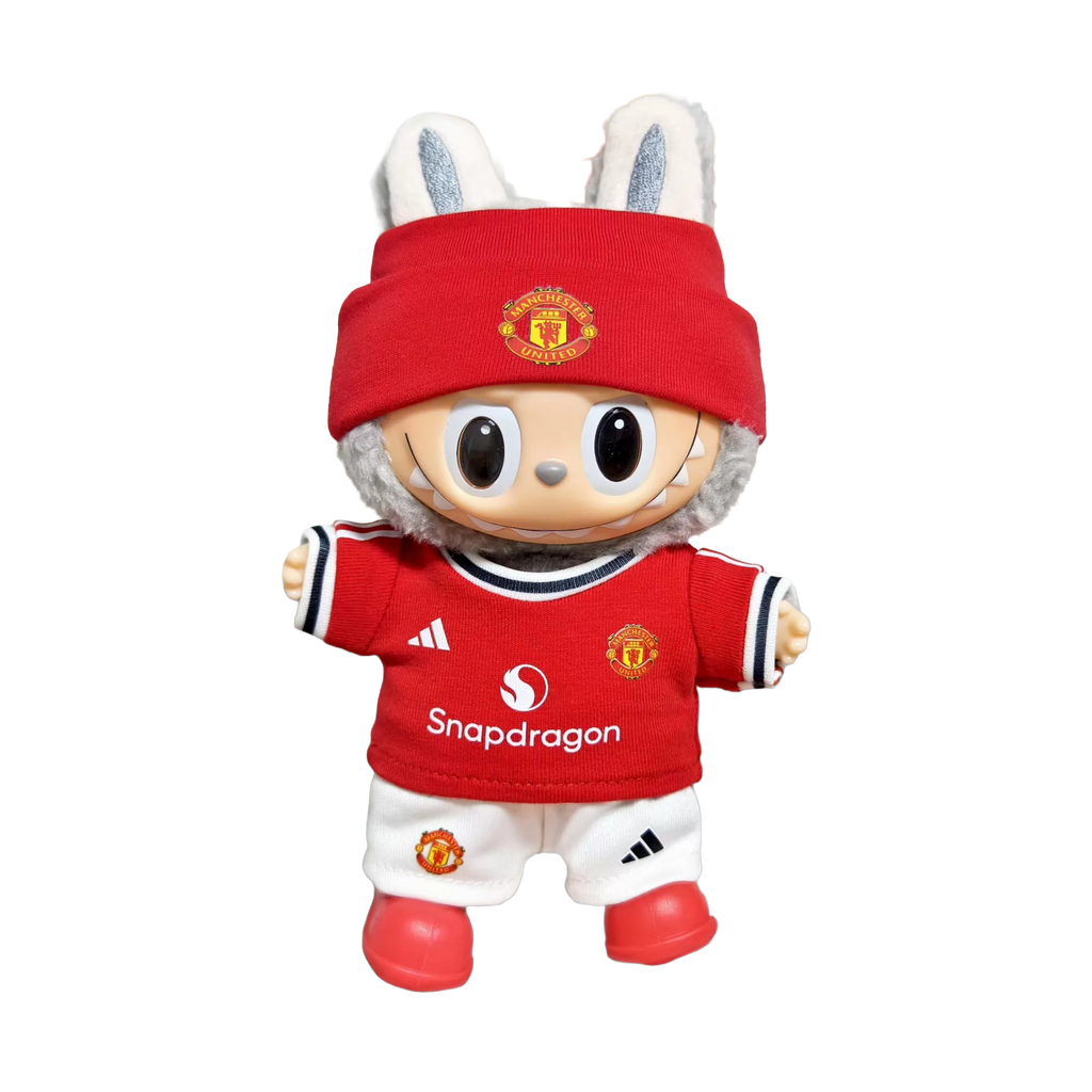 Labubu football jersey kit – Manchester United Home – Labubu outfits compatible with similar 17cm dolls