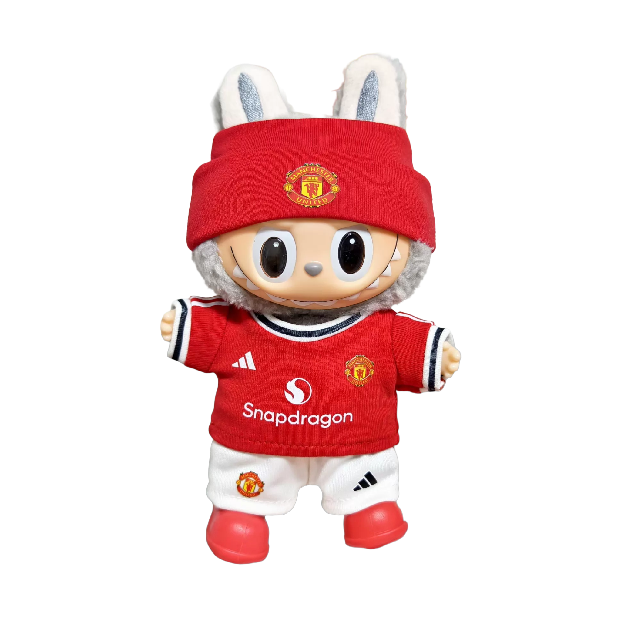 Labubu football jersey kit – Manchester United Home – Labubu outfits compatible with similar 17cm dolls