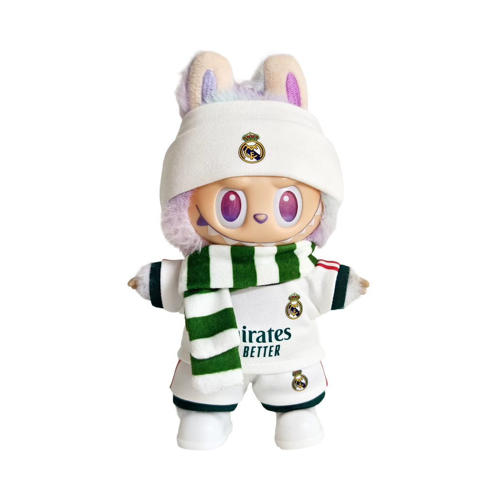 Labubu football jersey kit – Real Madrid Home – Labubu outfits compatible with similar 17cm dolls
